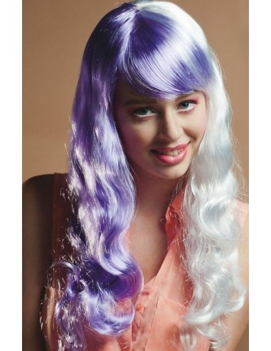 Perruque vivi blanc et lilas - de haute qualité, idéale pour le carnaval, les fêtes à thème et les événements spéciaux